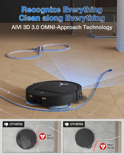 Miniatura 4 de ECOVACS DEEBOT T50 Omni Robot Aspirador y trapeador, 3.19 pulgadas, ultra delgado, succión de 15,000 Pa, ZeroTangle 2.0, limpieza de bordes TruEdge