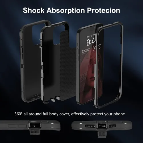 Miniatura 8 de Sansunto Funda para iPhone 13 Pro, doble capa de protección de cuerpo completo para hombres y mujeres, funda de goma de silicona no incorporada