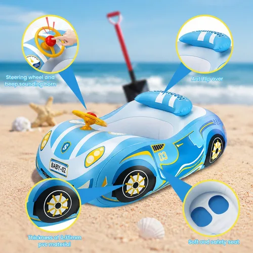 Miniatura 2 de Flotador de piscina para bebé, flotadores 3D para niños pequeños de 1 a 2 años, flotadores de piscina para bebés de 6 a 12 meses, flotadores de azul