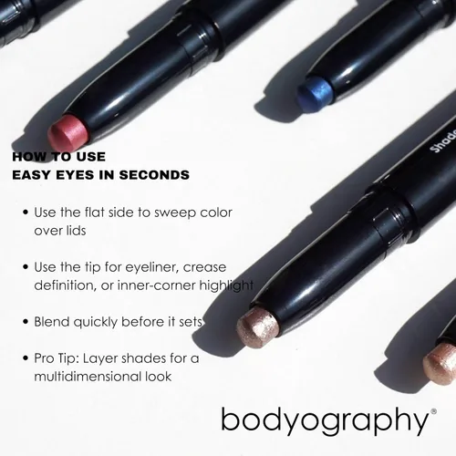 Miniatura 6 de Bodyography Shadow Stylist - Sombra de ojos crema de larga duración y barra iluminadora de ojos con tonos mate y brillantes, suave, mezclable