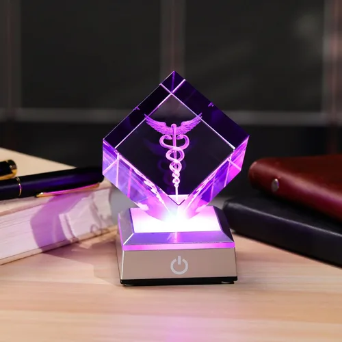 Miniatura 8 de YWHL Figura de Caduceo de Cristal con Grabado Láser 3D para Médicos - Regalos de Apreciación para el Día del Médico para Profesionales Médicos