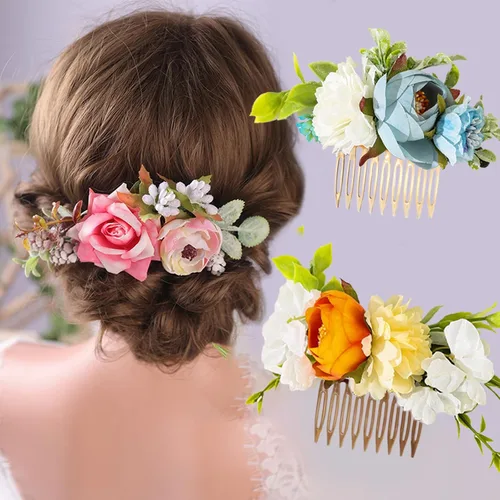 Miniatura 3 de Honbay 24 peines de plástico con 9 dientes, clips laterales para boda, velo de novia, peluca, tocados, accesorios de giro para peinado, moño, moño