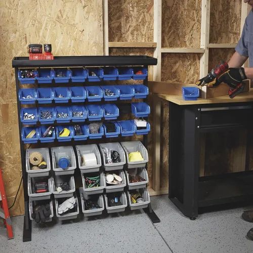 Miniatura 9 de Strongway Unidad de almacenamiento a granel de un solo lado con 47 contenedores surtidos, 36 1/2 pulgadas de ancho x 14 pulgadas de profundidad x 46