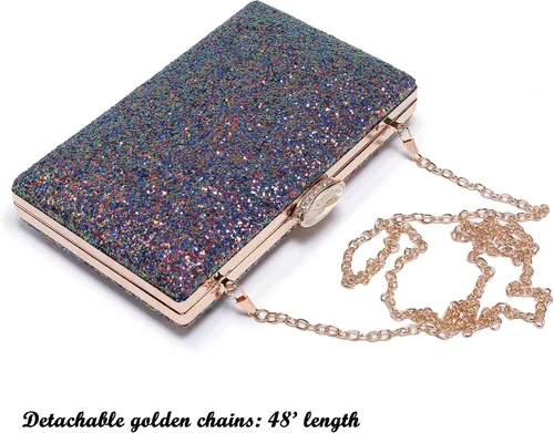 Miniatura 3 de CARIEDO Bolso de mano brillante para mujer, elegante bolsa de noche con purpurina para baile, boda, fiesta, graduación, novia, Decoración