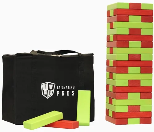 Miniatura 37 de Tailgating Pros Maderas Gigantes Premium que se Derrumban con Estuche de Transporte – ¡Elige los Colores de tu Equipo! Juego Gigante para Patio al