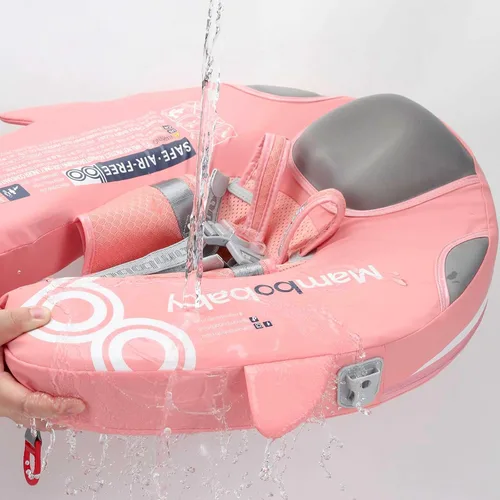 Miniatura 6 de Flotador Mambobaby no inflable con toldo, flotador de natación con protección UV para bebé con hebilla de seguridad, entrenador de natación con cola