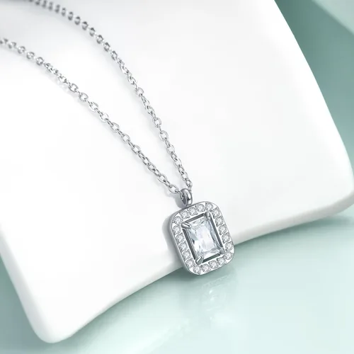 Miniatura 2 de Rnivida Collar con colgante de circonita cúbica de acero inoxidable para mujer, cadena ajustable de 16+2 pulgadas