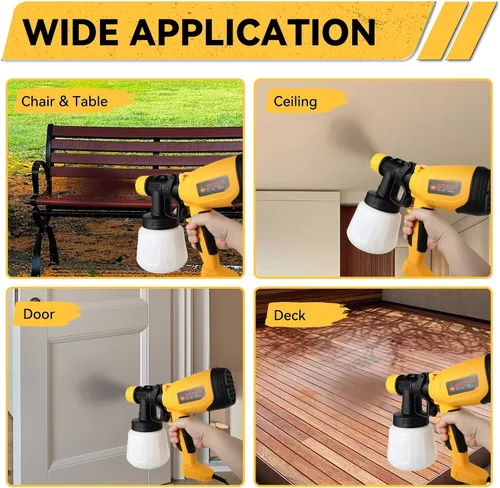 Miniatura 6 de Pistola pulverizadora de pintura eléctrica mejorada, pulverizador de pintura HVLP de alta potencia con 5 boquillas y 3 ajustes de pulverización