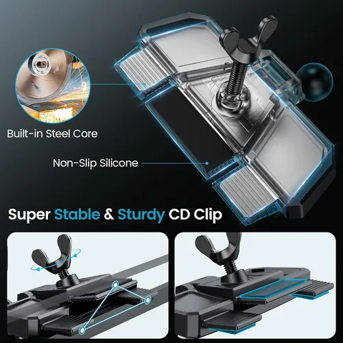 Miniatura 4 de APPS2Car Soporte de cargador inalámbrico para automóvil, ranura para CD, sujeción automática de 15 W, soporte de teléfono de CD de carga rápida