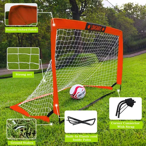 Miniatura 5 de LOMGWAYS Soccer Goal – Foldable Frame Net for Kids + Youth – Indoor + Outdoor Soccer Goal with Carry Bag – Easy Set up – Multiple Sizes for Practice