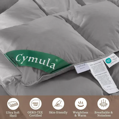 Miniatura 7 de CYMULA Edredón de Plumón Tamaño Twin - Relleno de Edredón Gris Oscuro para Todas las Estaciones, Ligero Cosido en Caja, Esponjoso Transpirable