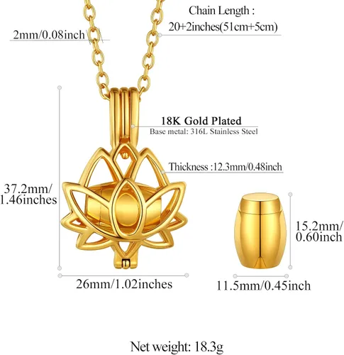 Miniatura 22 de FindChic Collares personalizados con urna para cenizas, barra vertical, gato, luna, reloj de arena, garra de perro, acero inoxidable, chapado en oro