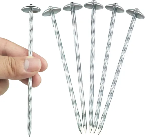 Miniatura 6 de Estacas de paisaje – Pines de picos para bordes de paisaje de jardín – Nuevo diseño tipo paraguas grapas de césped galvanizadas de 5 pulgadas
