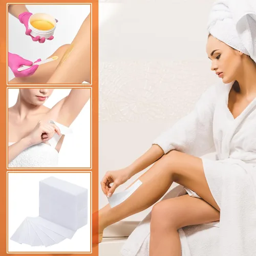 Miniatura 5 de Blulu 400 tiras de cera no tejidas para todo tipo de piel, depilación facial y corporal, tiras de papel encerado para piernas, pecho, espalda, área