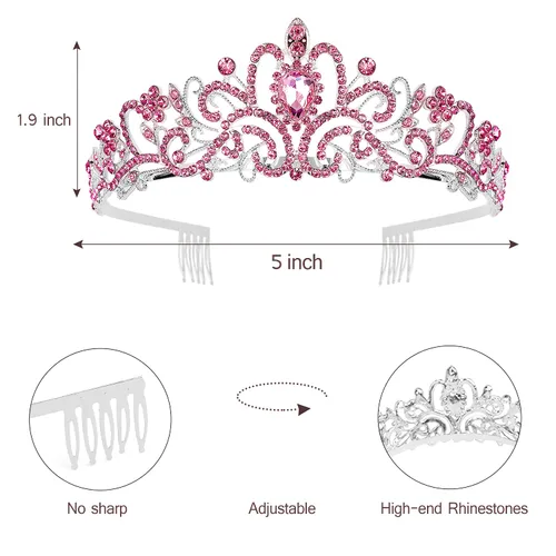 Miniatura 6 de Tiaras de cumpleaños para mujer, tiara de corona de princesa, coronas de feliz cumpleaños para mujeres, corona de cumpleaños para niñas, banda