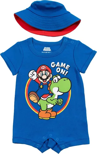 Miniatura 2 de SUPER MARIO Mario Yoshi - Conjunto de mameluco y sombrero de sol para bebé