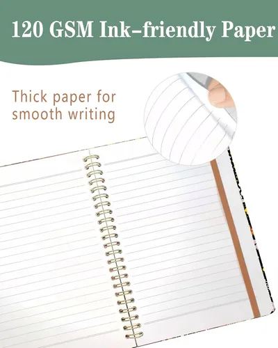 Miniatura 4 de Cuaderno de espiral A5, lindo cuaderno para mujeres y hombres, cuaderno de tapa dura con rayas universitarias para trabajo y toma de notas, 60