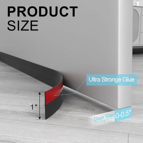 Miniatura 2 de Elvone Cinta de sellado resistente de 20 pies x 1 pulgada, tira de sellado de silicona para puerta para casa y puertas de ducha de vidrio para Negro
