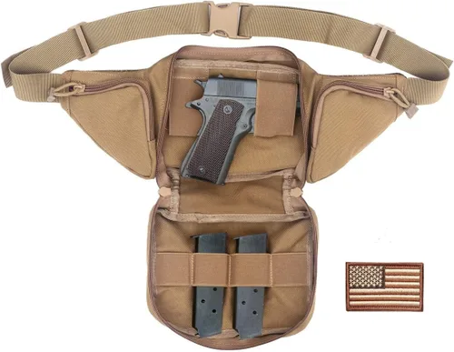 Miniatura 8 de LIVANS Cangurera de transporte oculto, bolsa táctica para pistola de transporte para hombre, funda de ocultación para armas de 1911 y G 17, 19, 20