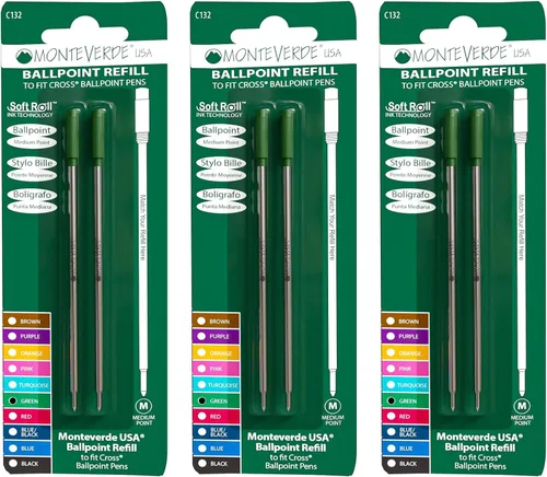 Miniatura 20 de Monteverde Recambios de bolígrafo suave USA para adaptarse a bolígrafos cruzados, punta media, tinta morada, paquete de 2 – Rendimiento de escritura