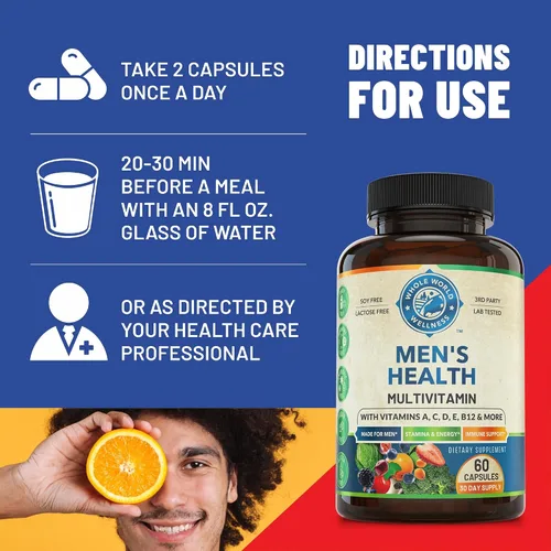 Miniatura 5 de Suplemento multimineral multivitamínico diario para hombre para energía, concentración, resistencia y rendimiento. Hecho para hombres con más de 30