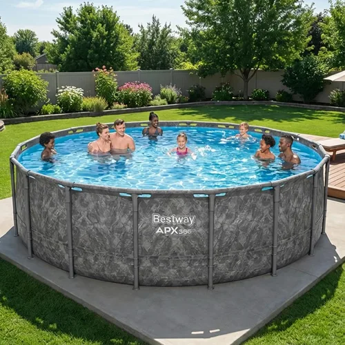 Miniatura 2 de Bestway APX 365 - Piscina sobre el suelo de 18 x 52 pulgadas, juego de piscina redonda con marco de metal con bomba de filtro de arena, escalera