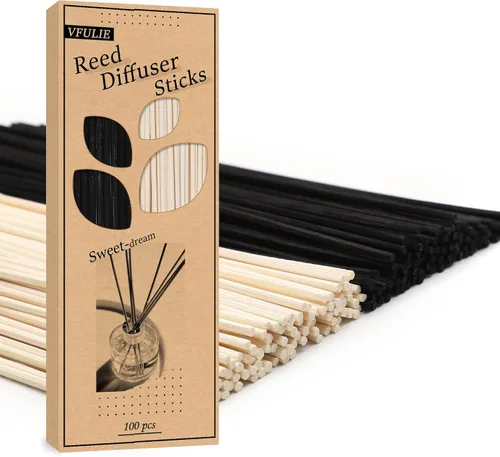 Miniatura 14 de VFULIE 100 varillas difusoras de varillas de 10 pulgadas, varillas de madera de ratán natural de 10 pulgadas, repuesto para fragancia aromática