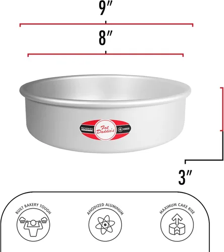Miniatura 4 de Fat Daddio's PIP-8QTSET - Olla a presión de aluminio anodizado para hornear, 4 piezas, modelos de 8 cuartos de galón, color plateado
