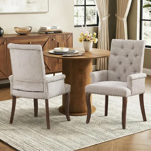 Miniatura 37 de Juego de 6 Sillas de Comedor Tapizadas de Terciopelo, Sillas Laterales de Cocina de Estilo Moderno con Ribete de Tachuelas y Patas de Madera, Anillo