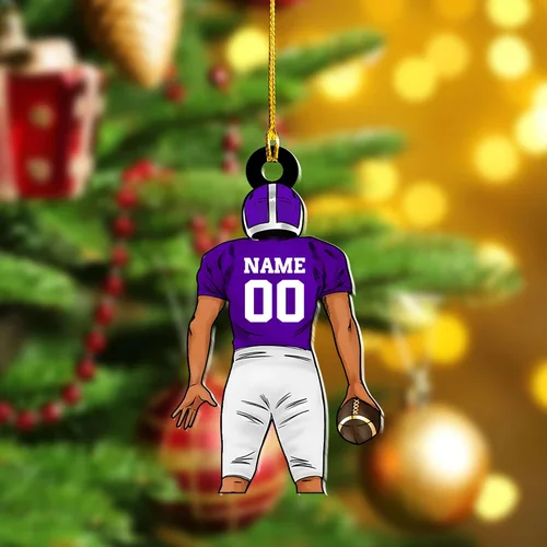 Miniatura 2 de Adornos de fútbol de Navidad personalizados, adornos de fútbol 2025 para árbol de Navidad, decoraciones navideñas acrílicas, adorno de jugador