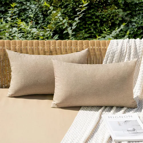 Miniatura 96 de MIULEE Paquete de 2 fundas decorativas para almohadas de exterior, sólidas, impermeables, de lino sintético, estilo granja de jardín, fundas de Óxido