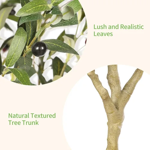 Miniatura 3 de Realead - Árbol de olivo artificial grande de 8 pies de alto - Árbol de olivo realista de seda grande artificial para interiores - Árboles de olivo