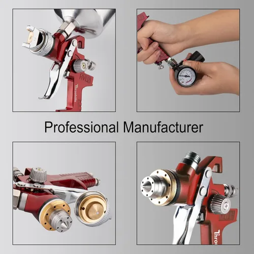 Miniatura 6 de HVLP - Pistola pulverizadora de pintura automotriz, pulverizador de pintura de aire de 0.05/0.06 pulgadas con regulador de aire, 6 coladores
