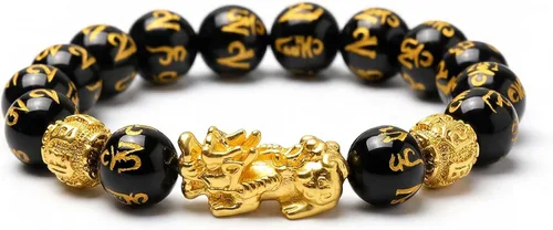 Black Obsidian Pixiu Good Luck Bracelet, Money Bracelet for Prosperity, Protection Bracelet, Lucky Bracelet for Women and Men