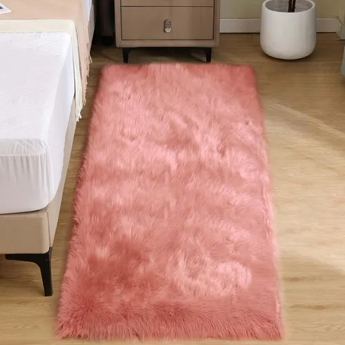 Miniatura 15 de Goolela Alfombra esponjosa de piel sintética de oveja sintética de 4 x 6 pies, color gris, para dormitorio, mesita de noche, alfombra suave de felpa