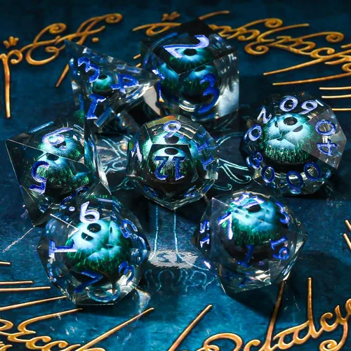 Miniatura 4 de Sharp Edge - Juego de dados DND, juego de dados de globo ocular DND, dados de ojo de dragón de núcleo líquido para juegos de mesa de rol