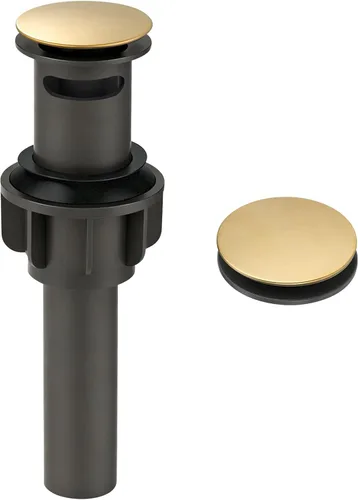 Miniatura 19 de Drenaje de fregadero de baño sin desbordamiento, tapón emergente ARCORA de oro cepillado para fregadero de recipiente con botón de clic