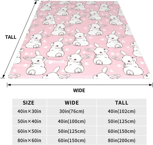 Miniatura 6 de Manta de conejo para niñas, manta de Pascua con dibujos animados de conejos, manta de franela polar para sala de estar, dormitorio, sofá, cama