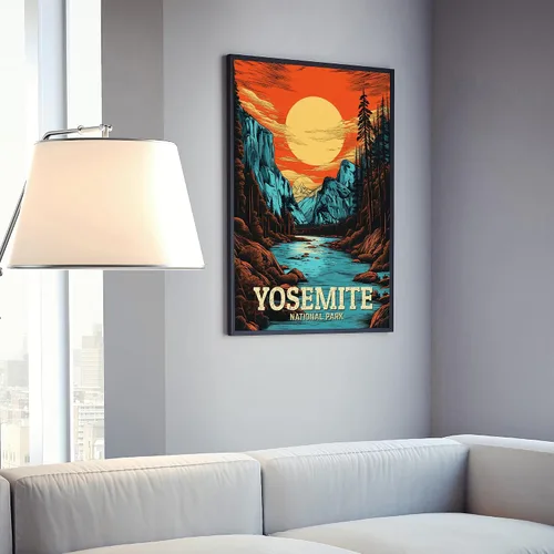 Miniatura 2 de Póster del Parque Nacional de Yosemite, impresiones artísticas de pared de los parques nacionales de Yosemite, póster de viaje retro de California