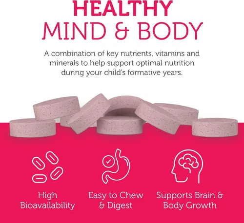 Miniatura 5 de Zahler, Junior Multi, Suplemento mineral y multivitamínico óptimo para niños, las más deliciosas tabletas masticables sabor cereza, color y sabor