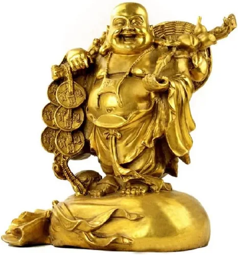 Fengshui - Estatuas de Buda para la suerte y la felicidad, figuras de Buda riendo, esculturas de transporte, bolsa de dinero, estatua del Dios de la