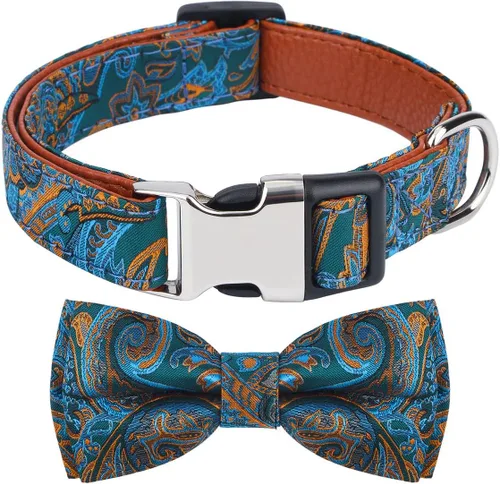 Miniatura 11 de Collar de Perro con Pajarita Patrón a Cuadros Azul Cielo con Pajarita para Perros Niño Niña Mediano C1_Checkered_Azul cielo