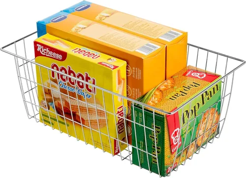Miniatura 5 de Slideep Cestas de alambre para congelador, cesta de almacenamiento con asas, almacenamiento de alimentos para armarios de cocina, despensa, armario