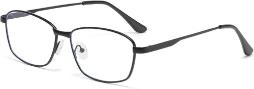 LJCZKA Lentes rectangulares con bloqueo de luz azul para hombres y mujeres, marco de metal cuadrado, anteojos antifatiga ocular clásica para