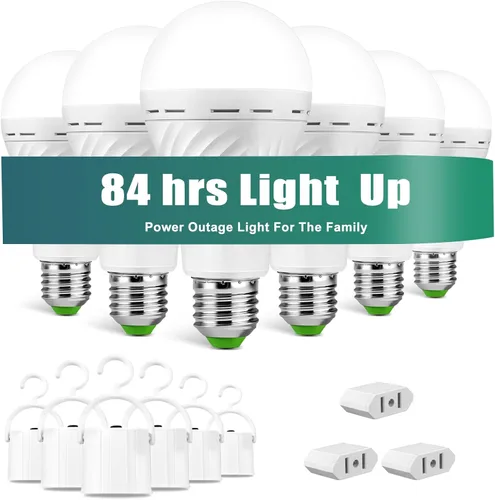 Miniatura 7 de Bombilla de luz de emergencia recargable con gancho, permanece encendida durante fallas de energía, 1500 mAh, 12 W, bombillas LED equivalentes a 60