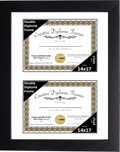 Miniatura 30 de Creative Picture Frames Marco de diploma doble clásico negro de 6 x 8 pulgadas con vidrio negro y colgador de pared instalado
