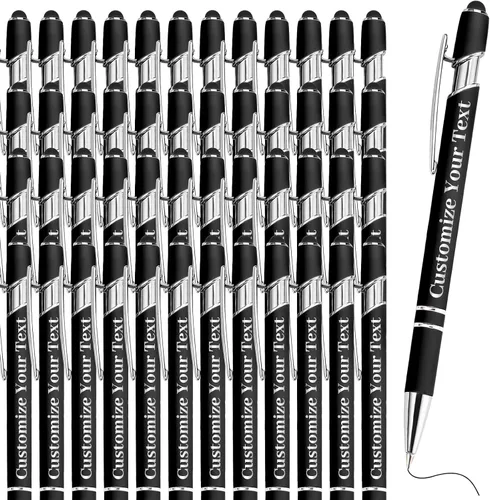 Miniatura 11 de Hasta 500 bolígrafos personalizados a granel con lápiz capacitivo, grabado, juego de bolígrafos con tu nombre, texto para mujeres de negocios