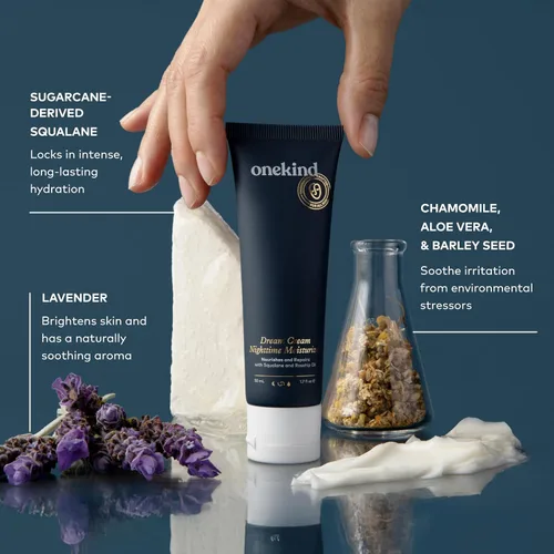 Miniatura 7 de Onekind Hidratante de noche para rostro, crema hidratante de ensueño para arrugas, crema de noche para mujeres antienvejecimiento con escualano