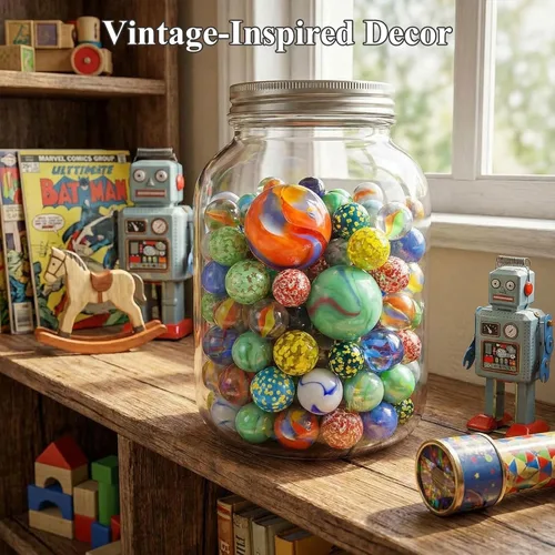Miniatura 3 de Shindel 125 canicas de vidrio a granel, varios tamaños de canicas coloridas, gran opción de regalo para coleccionistas, decoración del hogar