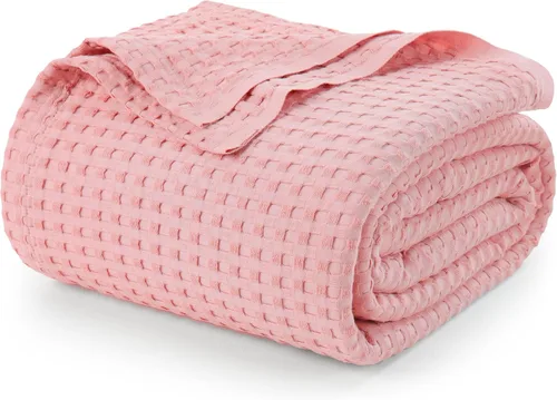 Miniatura 27 de Utopia Bedding Manta de punto gofre de 100 % algodón, tamaño grande para cama, ligera, transpirable, suave y acogedora, regalos para mujeres Blanco